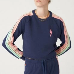 Aviator Nation Clothing Bolt Cropped Classic Crew Sweatshirt