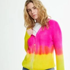 The Elder Statesman Sale Triple Dye Medium Rib Cardigan