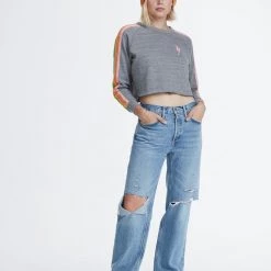 Aviator Nation Bolt Cropped Classic Crew Sweatshirt Clothing