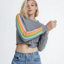 Aviator Nation Bolt Cropped Classic Crew Sweatshirt Clothing