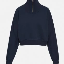 WSLY Eco Fleece Cropped Half Zip Mock Neck