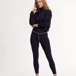 WSLY Eco Fleece Cropped Half Zip Mock Neck