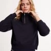 WSLY Eco Fleece Cropped Half Zip Mock Neck