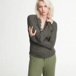 WSLY Clothing Rivington Ribbed Long Sleeve Henley Top