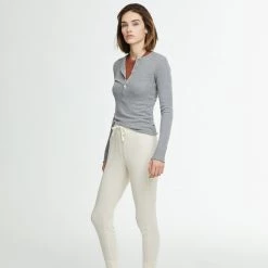 WSLY Waffle Long Sleeve Henley Top Clothing