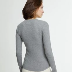 WSLY Waffle Long Sleeve Henley Top Clothing