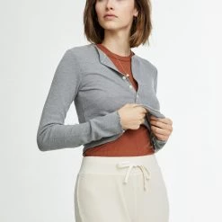 WSLY Waffle Long Sleeve Henley Top Clothing