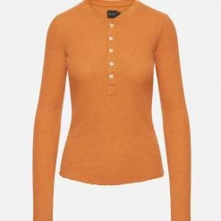 WSLY Waffle Long Sleeve Henley Top Clothing