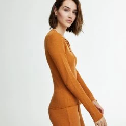 WSLY Waffle Long Sleeve Henley Top Clothing