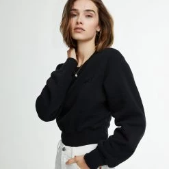 WSLY Eco Fleece Ribbed Bodice Crew Neck Sweatshirt