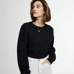 WSLY Eco Fleece Ribbed Bodice Crew Neck Sweatshirt