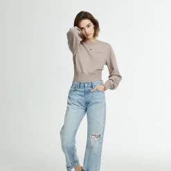 WSLY Clothing Eco Fleece Ribbed Bodice Crew Neck Sweatshirt