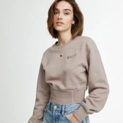 WSLY Clothing Eco Fleece Ribbed Bodice Crew Neck Sweatshirt