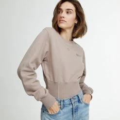 WSLY Clothing Eco Fleece Ribbed Bodice Crew Neck Sweatshirt