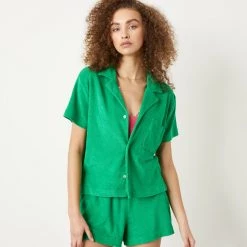 WSLY Eco Terry Button Down Shirt New Arrivals