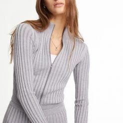 John Elliott Reveal Silk Cashmere Rib Zip Up Clothing 9 John Elliott Reveal Silk Cashmere Rib Zip Up Clothing