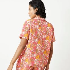 Sincerely Jules For Bandier Fern Short Sleeve Button Down Sweatshirt