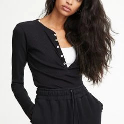 WSLY Rivington Ribbed Long Sleeve Henley Top