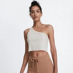 WSLY Clothing Rivington Ribbed One Shoulder Cropped Tank