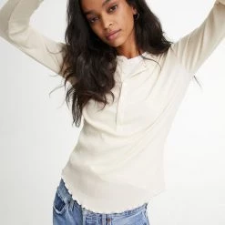 WSLY Rivington Ribbed Long Sleeve Henley Top Clothing